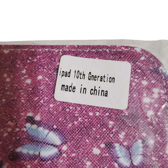 Butterfly iPad 10th Gen Case, Pink Blue & Purple w/ Pen Holder, Magnetic Closure - Picture 5 of 5